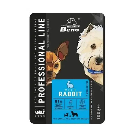 Super Beno Mix Smaków 12x100g Mokra Karma Dla Psów Małych i Średnich Ras z Królikiem Kaczką i Jagnięciną