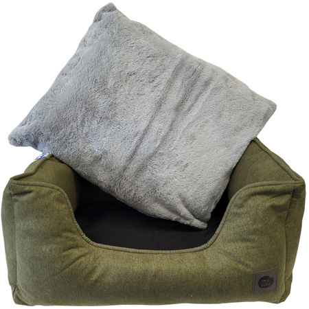 Premium Legowisko Z Poduszką Dla Psa Kota Prostokątne Zielone 64x52cm Wysokie Krawędzie