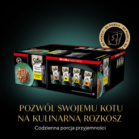 SHEBA Saszetki 80x85g Delicacy Drobiowe Smaki Mokra Karma Dla Dorosłych Kotów w Galaretce