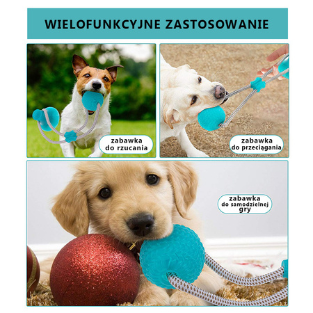 Zabawka gryzak dla psa CHEWY BALL, piłka na przyssawce kolor TURKUSOWY