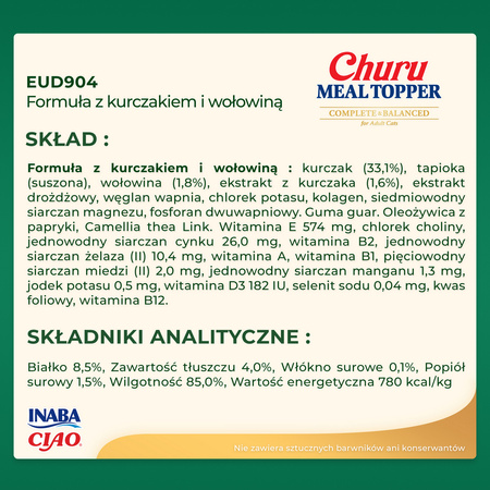 Inaba Dog Meal Topper 4x56g Przysmak Pasta Dla Psa Z Kurczakiem i Wołowiną 3+1 GRATIS