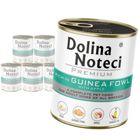 Dolina Noteci Premium Bogata w Perliczkę z Jabłkiem Puszka 6x800g Mokra Karma Dla Psa