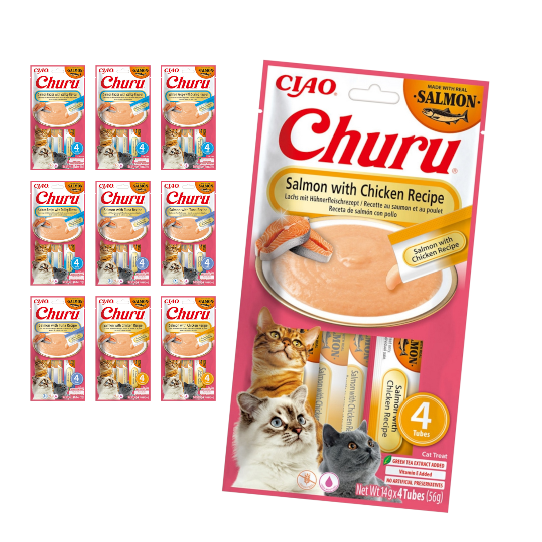 Inaba Cat Churu Salmon Recipe Kremowy Przysmak Dla Kota Pasta Mix 3 Smaków