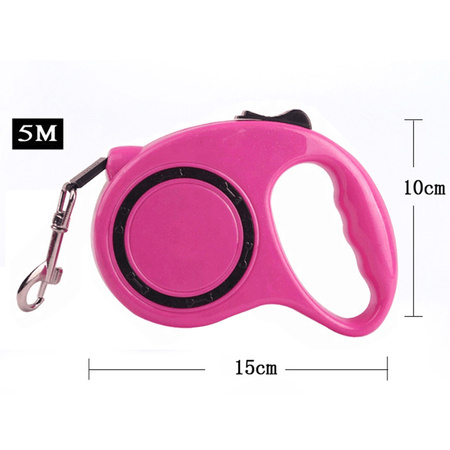 Automatyczna smycz dla małych i średnich psów SJ-190, obciążenie do 12kg, długość 5m, Ciemnoróżowa