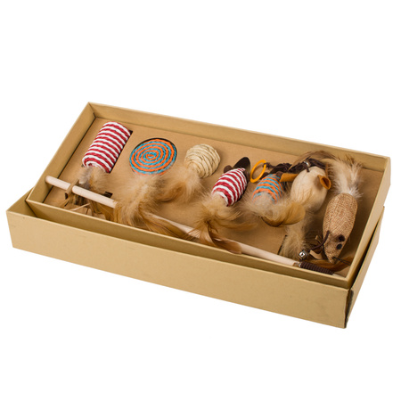 Zabawki Dla Kota Wędka Myszki Piłeczki Zestaw 7 Sztuk