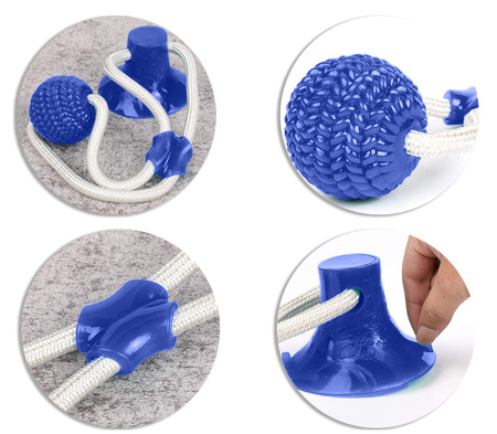 Zabawka gryzak dla psa CHEWY BALL, piłka na przyssawce kolor NIEBIESKI
