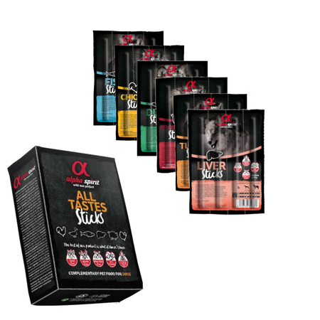 Alpha Spirit MIX PRZYSMAK CZTEROPAK MIX 6 SMAKÓW 250g  - Przysmak, Paluszki Dla Psa