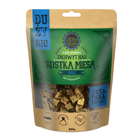 Happy Snacky Przysmak Dla Psa Zachwyt Nad Dużą Kostką Mięsa Z Dorsza 240g