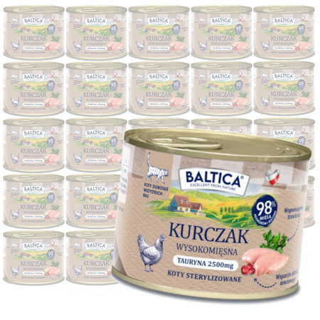 Baltica Smaki Regionów Kurczak 24x185g Bezzbożowa Mokra Karma Dla Kotów Sterylizowanych
