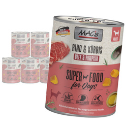 MAC's Dog 6x800g Bezzbożowa Mokra Karma z Wołowiną i Dynią Dla Psa Na Stawy Skórę Sierść