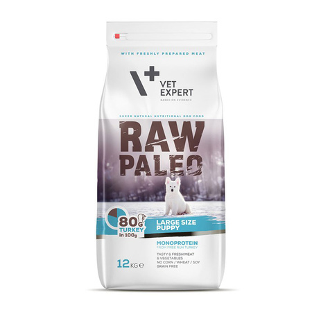 VetExpert Raw Paleo Large Size Puppy 12kg Indyk Da szczeniaków Ras Dużych Karma Sucha