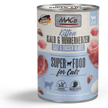 MAC's Kitten 12x400g Mokra Karma Dla Kociąt Cielęcina Serca Drobiowe