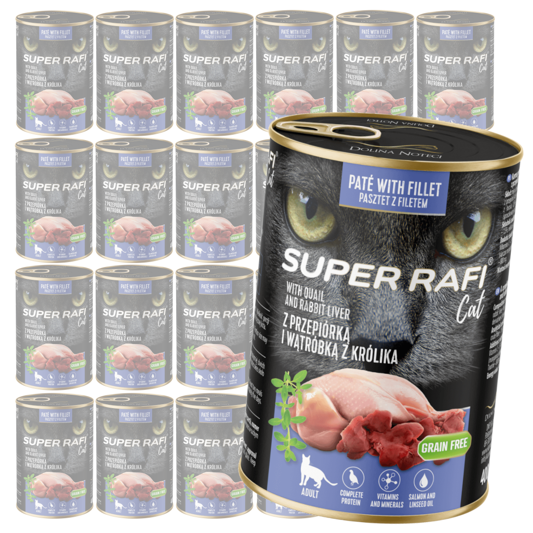 Super Rafi Cat Bezzbożowa Mokra Karma Dla Kotów Z Przepiórką I Wątróbką Z Królika