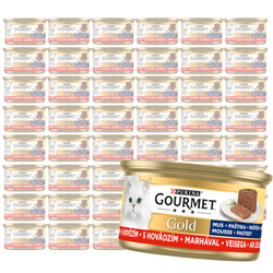 Purina Gourmet Gold Mus z Wołowiną 48x85g Mokra Karma Dla Kota