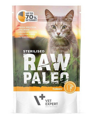 VetExpert Raw Paleo STERILISED TURKEY 100g  - Mokra Karma dla Kotów 68% MIĘSA Z INDYKA