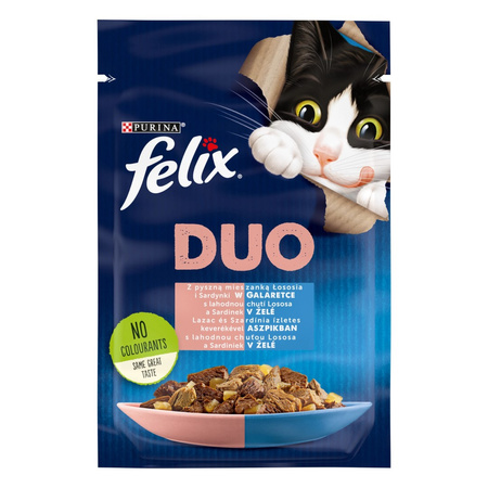 Purina Felix Fantastic Duo Mokra Karma Dla Kota Z Łososiem I Sardynką W Galaretce 12x85g