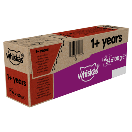 Mokra Karma Dla Kota 1+ Whiskas Saszetki Z Wołowiną W Sosie 24x100g