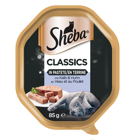 SHEBA Classics 85g z Cielęciną i Kurczakiem - mokra karma dla kotów w pasztecie