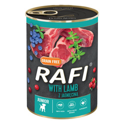 Rafi mokra Karma dla Psa Junior z Jagnięciną, Żurawiną i Borówką Puszka 400 g