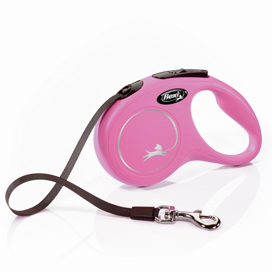 Flexi New Classic S 5m Smycz automatyczna Różowa
