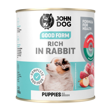 JOHN DOG Good Form Junior Bogata w Królika 800g Mokra Karma Dla Szczeniąt