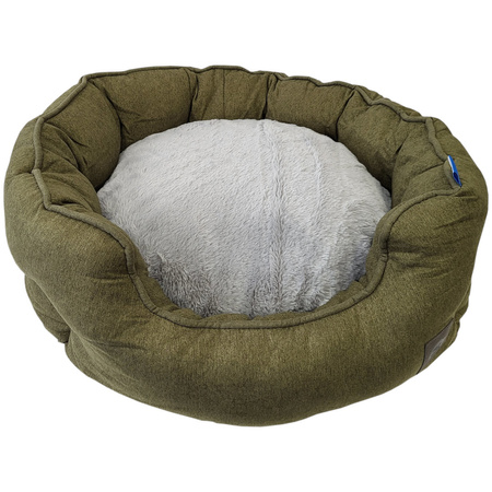 Premium Legowisko Z Poduszką Dla Psa Kota Okrągłe Zielone 56cm Wysokie Krawędzie