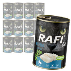 Rafi Cat Adult 12x400g Bezzbożowa Mokra Karma Dla Kota Z Dorszem