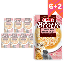 Inaba Cat Ciao Broth 4x40g Uzupełniająca Karma Dla Kota Bulion z Kurczakiem i Łososiem 3+1 GRATIS