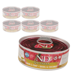 Farmina N&D Cat Quinoa Skin & Coat Quail & Coconut 6x80g Mokra Karma Dla Kota Przepiórka Z Kokosem Na Skórę I Sierść
