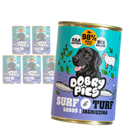Dobry Pies Surf & Turf 6x400g Mokra Karma Dla Dorosłych Psów Z Łososiem I Jagnięciną