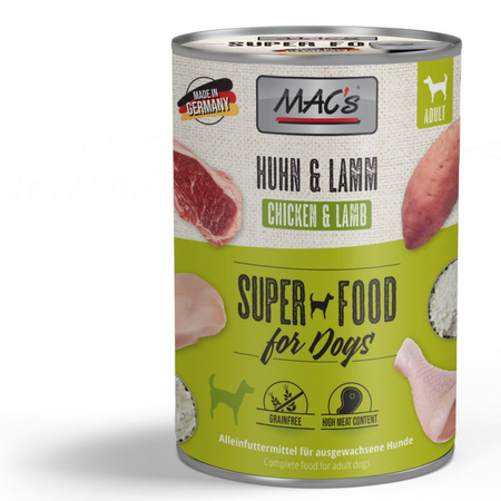 MAC's Dog Bezzbożowa Mokra Karma Dla Psa Z Kurczakiem i Jagnięciną 6x400g
