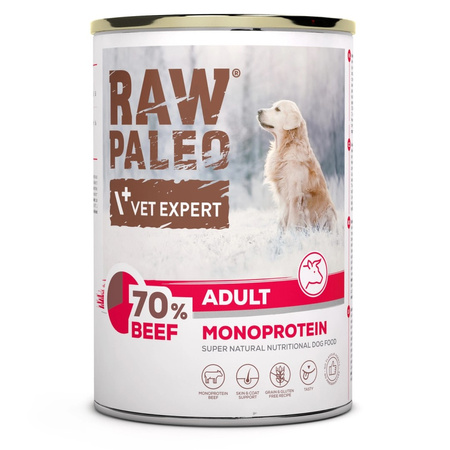 Vet Expert Raw Paleo Adult Monoprotein 6x400g Mokra Karma Dla Psa z Wołowiną