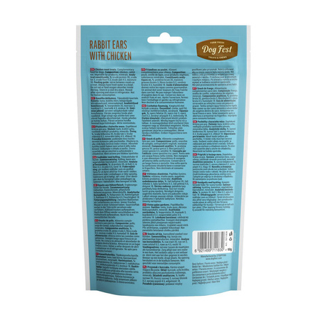 DOG FEST PUPPIES Rabbit Ears with Chicken 90g - Naturalne Królicze Uszy z Kurczakiem, Przysmak dla Szczeniąt