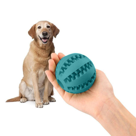 Piłka gumowa dla psa M 7cm, Zabawka dentystyczna TURKUSOWA