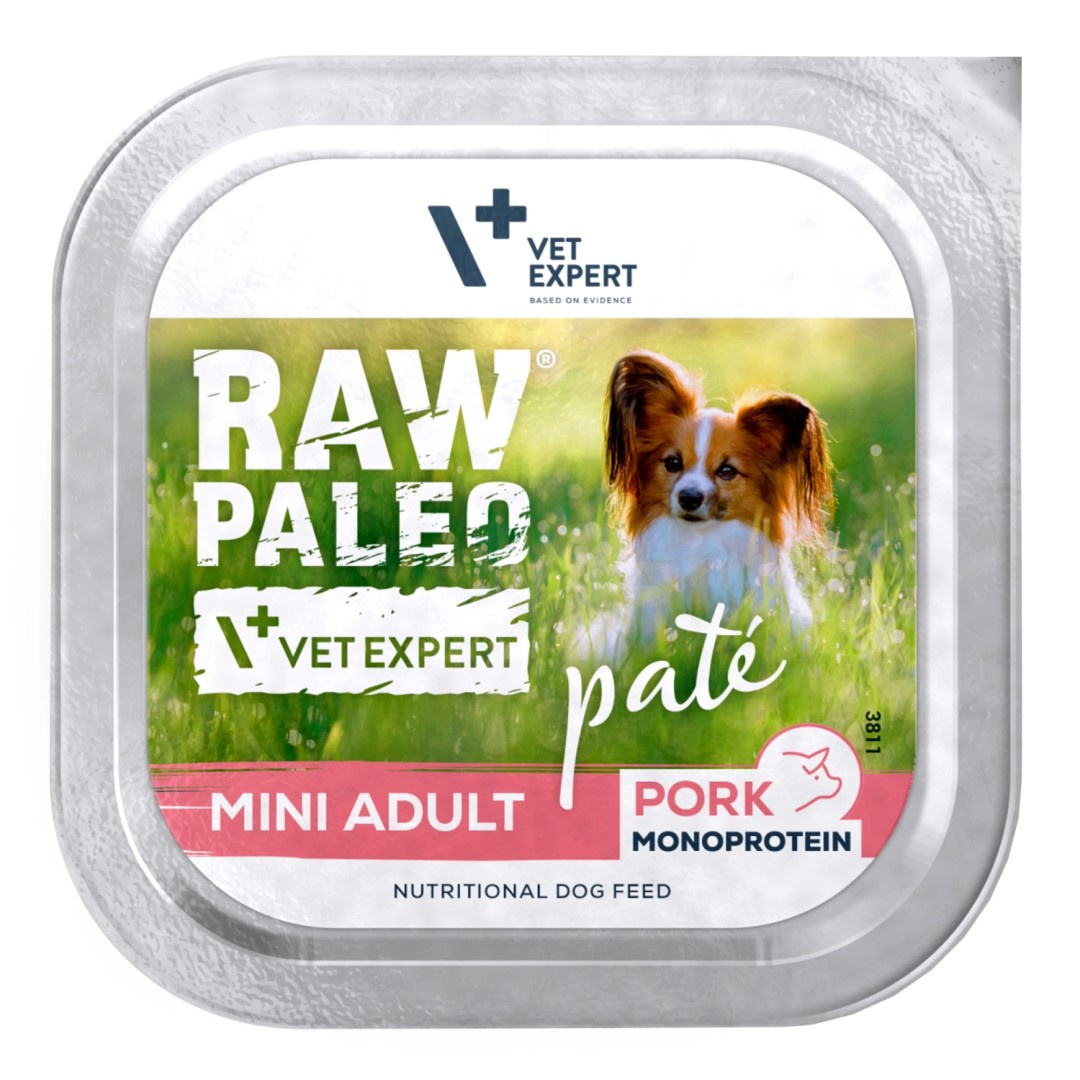 Raw Paleo Pork Pate Mini Adult Monoproteinowa Mokra Karma Pasztet Dla Dorosłych Psów Małych Ras Z Wieprzowiną