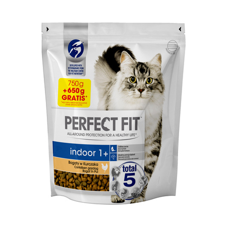 Perfect Fit Indoor 6x1400g Bogaty w Kurczaka - Sucha Karma dla Kotów Domowych 750g + 650g GRATIS