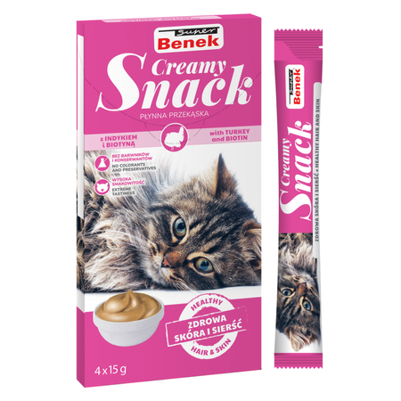 Super Benek Creamy Snack 24x15g Płynna Przekąska Dla Kotów Mix Smaków