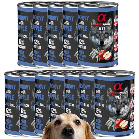 Alpha Spirit Karma Mokra Bezzbożowa Dla Psa Anchois (Sardela) Z Czerwonym Jabłkiem 12x400g