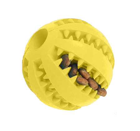 Piłka Gumowa na Smaczki Dla Psa Zabawka Dentystyczna Gryzak 7cm Żółta
