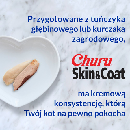 Inaba Cat Churu Skin Coat 4x14g (56g) Kremowy Przysmak Dla Kota Pasta Z Tuńczykiem I Przegrzebkami