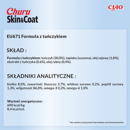 Inaba Cat Churu Skin Coat 4x14g (56g) Kremowy Przysmak Dla Kota Pasta Z Tuńczykiem