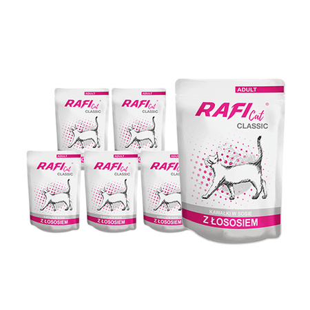 Rafi Classic Mokra Karma dla Kota Rafi Cat Adult z Łososiem Saszetka Zestaw 6x85g