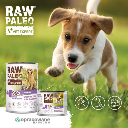 Raw Paleo Duck&Boar Puppy Duoprotein 12x200g Mokra Karma Dla Szczeniąt z Kaczką i Dzikiem