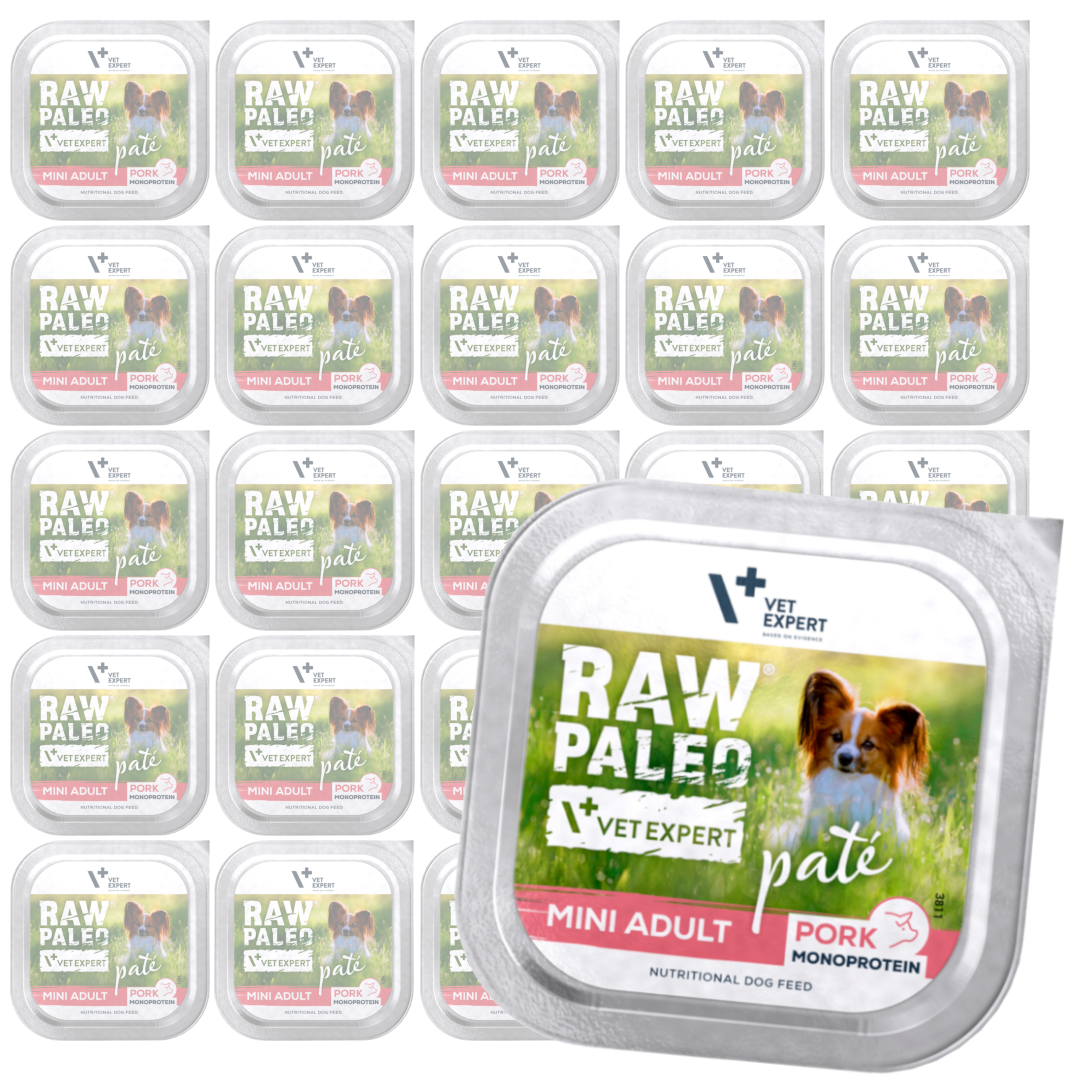 Raw Paleo Pork Pate Mini Adult Monoproteinowa Mokra Karma Pasztet Dla Dorosłych Psów Małych Ras Z Wieprzowiną