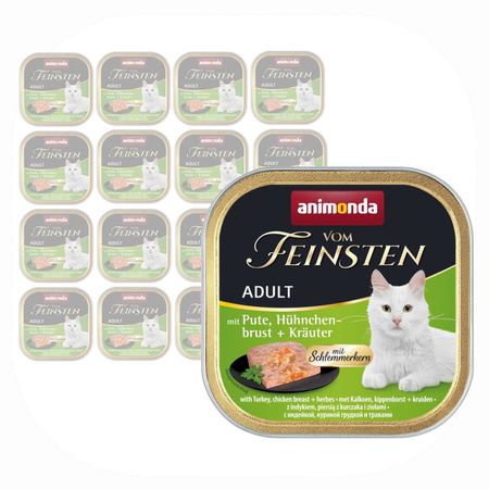Animonda Vom Feinsten Adult 16x100g Mokra Karma dla Kota z Indykiem Piersią Kurczaka i Ziołami