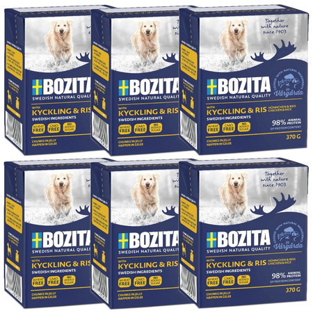 Bozita Mokra Karma Dla Psa Kawałki W Galaretce Z Kurczakiem i Ryżem 6x370g W Kartonie