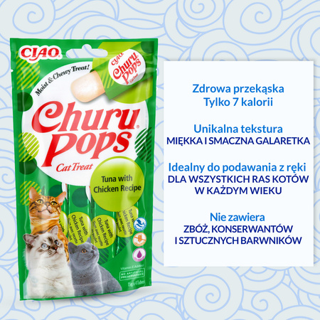 Inaba Cat Churu Pops 4x60g Kremowy Przysmak Dla Kota Galaretka Z Kurczakiem I Tuńczykiem