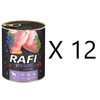 Rafi Mokra Karma dla Psów z Królikiem, Żurawiną i Borówką Puszka Zestaw 12 x 800 g
