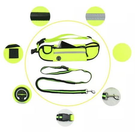 Smycz Pas Z Saszetką Do Biegania z Psem Kolor Neonowy Żółty