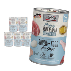 MAC's Puppy Bezzbożowa Mokra Karma Dla Szczeniąt Z Kurczakiem I Cielęciną 6x400g Zdrowe Kości Skóra I Sierść